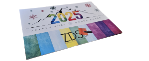 Carte de vœux 2025 pour l'entreprise de peinture ZDS Sàrl, design coloré et hivernal.